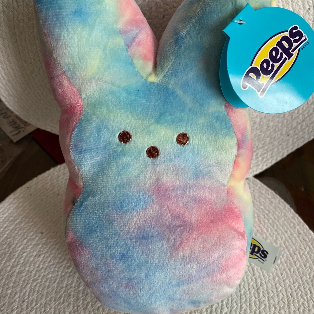 Blue and Pink Stuffed Bunny Toy with Soft Plush Material
